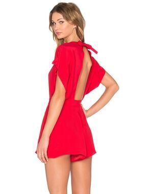 C/MEO COLLECTIVE | Night Air Romper in Red Crepe Playsuit S